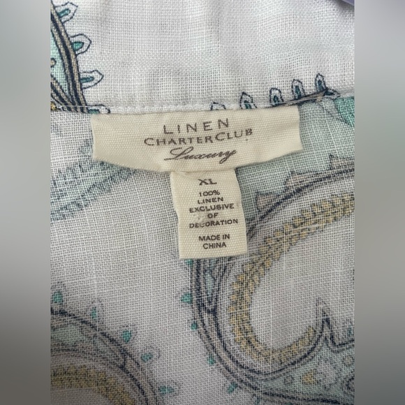 CHARTER CLUB LUXURY LINEN TUNIC BOHO HIP STYLISH BEAUTIFUL SOUCHE NECKLINE; XL - Picture 4 of 5